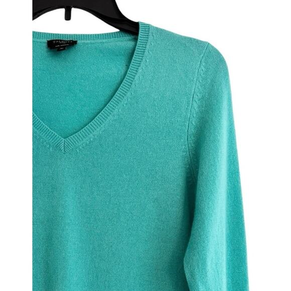 Talbots Green Pure Cashmere V Neck Long Sleeve Sweater Sp Spring easter - Picture 4 of 6